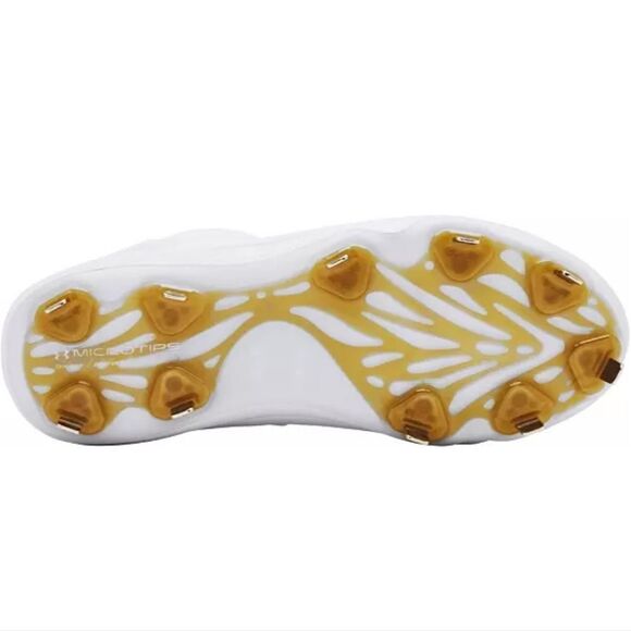 New Under Armour Women's Glyde Metal Fastpitch Softball Cleats gold white ball - Picture 4 of 7